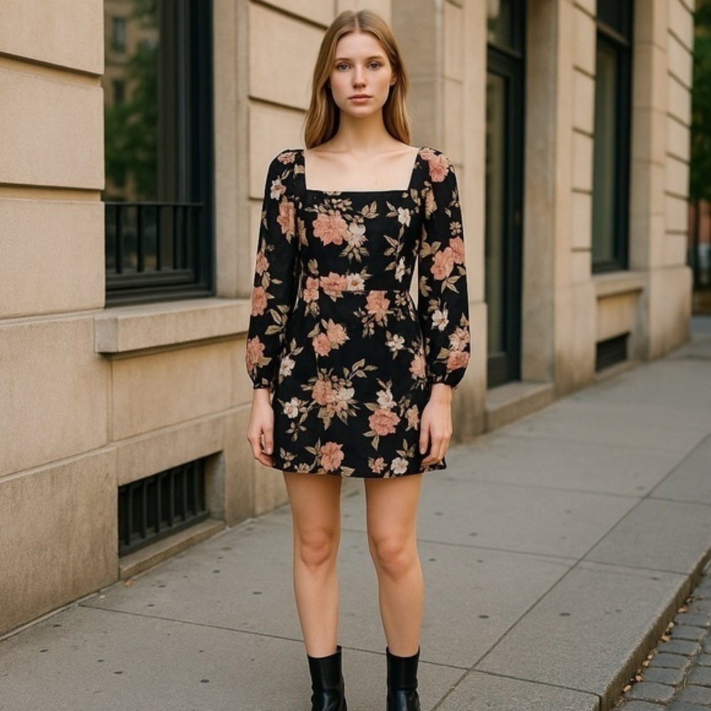 All In Favor Sleeve Minidress Black Salmon